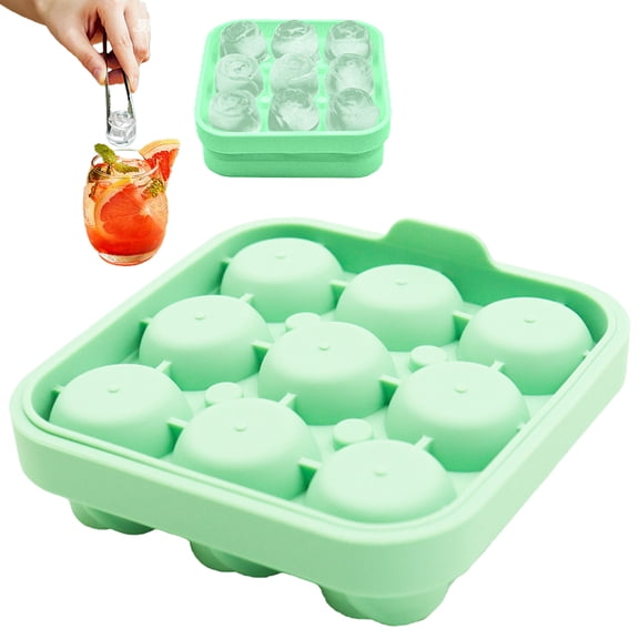 1 Pack 9-Cavity Rose Ice Cube Tray, Silicone Mold for Cocktails, Whiskey, and Chocolate, Flexible and Easy-Release Flower-Shaped Mold for Baking and Soap Making, 12x12 cm (Mint Green)