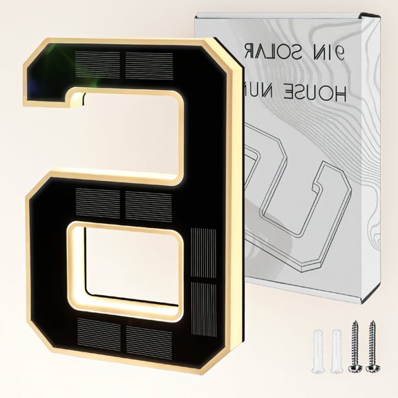 1-Pack 9 Inch LED House Number Light, Illuminated Address Sign for Outside, Waterproof, Black, Number 6