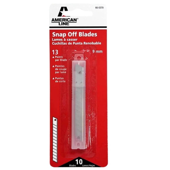 1 Pack 9 mm Snap Off Utility Knife Replacement Blades with Protective Storage Case, 50 Blade Refill Pack for Precision Cutting, Crafting, Cardboard and General Utility Work, Silver