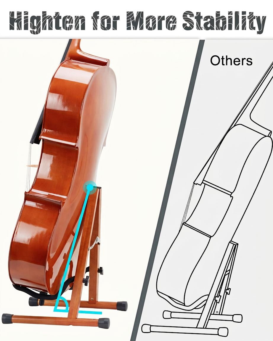 1 Pack A-Frame Cello Stand, Mahogany Wood Instrument Rack with Holder ...