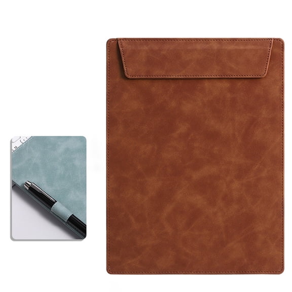 1-Pack A4 Faux Leather Clipboard, Professional Writing Board and Document Folder, Slim Portfolio for Business, Office, and Interviews, 30.5x23.2cm (Brown)