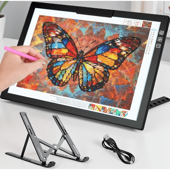 1 Pack A4 Light Pad with Stand, Rechargeable Tracing Light Box, 6 Brightness Levels for Art, and Vinyl Weeding