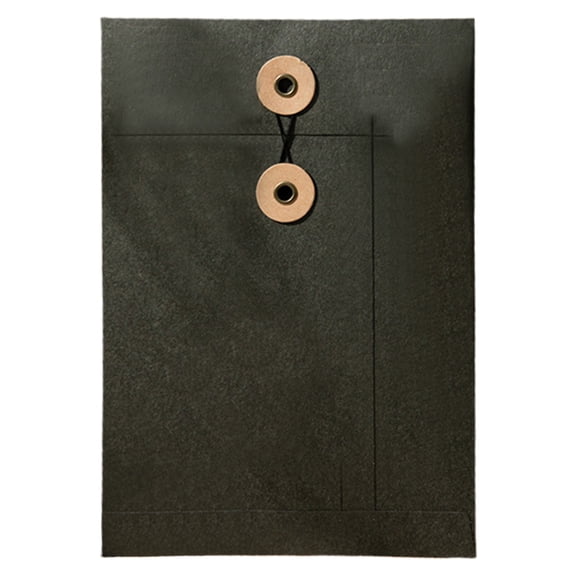 1 Pack A5 Kraft Paper File Envelope, Reusable String-Tie Closure Document Holder, Opaque Folder for Privacy and Organization, for Notebooks and Planners, 9.06 x 6.3 inches (Black)