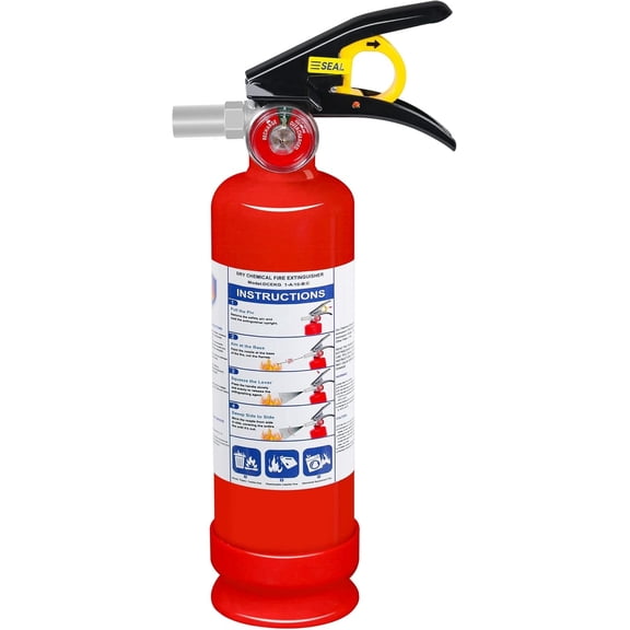 1 Pack ABC Dry Chemical Fire Extinguisher with Mount, 2.5 lb 1A:10B:C Rating for Home, Vehicle, Boat, Quick Release Handle, Compact & Portable Dry Powder Extinguishers