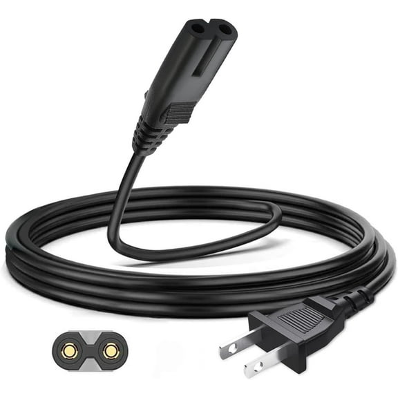 1 Pack AC 2 Prong Replacement C7 Power Cable Short 1-Feet for TV PS5 PS4 PS3