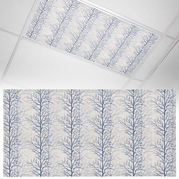 1 Pack Abstract Blue Fluorescent Light Covers for Ceiling Lights Tree Branch Pattern Magnetic Ceiling Light Covers Overhead Light Filters for Office Classroom Home