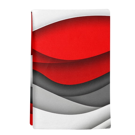 1 Pack Abstract Geometric Kitchen Towels Red Gray Gradient Waves Contemporary Decorative Dish Towel Sets Absorbent Quick Dry Hand Cloths Tea Towels for Cooking Baking Farmhouse Gifts 18x28in
