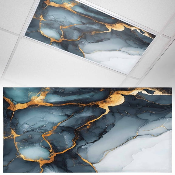 1 Pack Abstract Marble Fluorescent Light Covers for Ceiling Lights Water Duck Green Gradient Watercolor Texture Magnetic Ceiling Light Covers Overhead Light Filters for Office Classroom Home