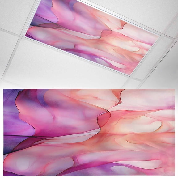 1 Pack Abstract Ombre Pink Marble Fluorescent Light Covers for Ceiling Lights Modern Art Gradient Decoration Magnetic Ceiling Light Covers Overhead Light Filters for Office Classroom Home