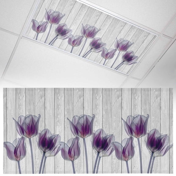 1 Pack Abstract Purple Fluorescent Light Covers for Ceiling Lights Tulip Ray Wood Grain Magnetic Ceiling Light Covers Overhead Light Filters for Office Classroom Home