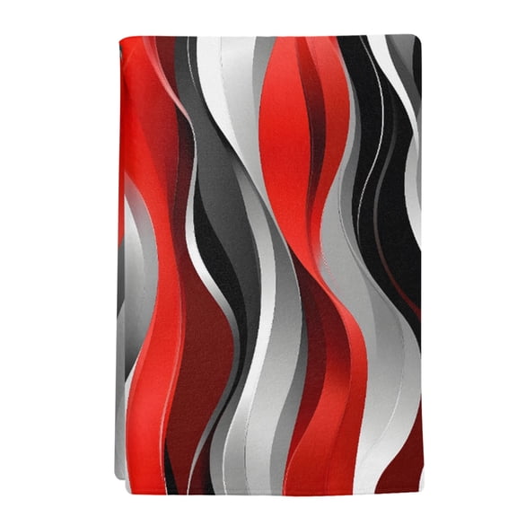 1 Pack Abstract Wave Line Kitchen Towels Gray Red Black Stripe Graffiti Decorative Dish Towel Sets Absorbent Quick Dry Hand Cloths Tea Towels for Cooking Baking Farmhouse Gifts 18x28in