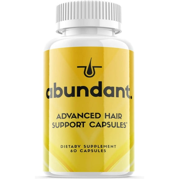(1 Pack) Abundant - Dietary Supplement for Hair Support - Revive and Nourish Hair Growth Advanced Formula - Boost Shine & Thickness - 60 Capsules
