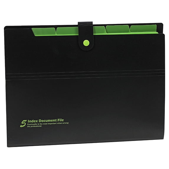 1 Pack Accordion File Organizer with Pockets, 5 Pockets Expandable File Folder, Portable Expandable Folders with Elastic Buckles, Closure for Home School&Office Paper Bill Receip(Green)