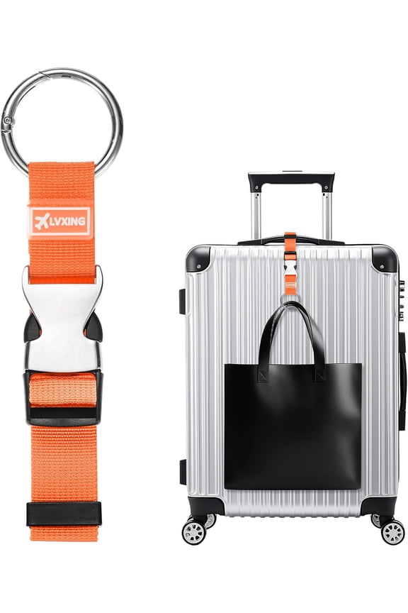 1-Pack Add A Bag Luggage Strap, Adjustable Suitcase Belt for Connecting Luggage/Backpack/Jacket, Carry Strap with Ring Buckle [Orange]