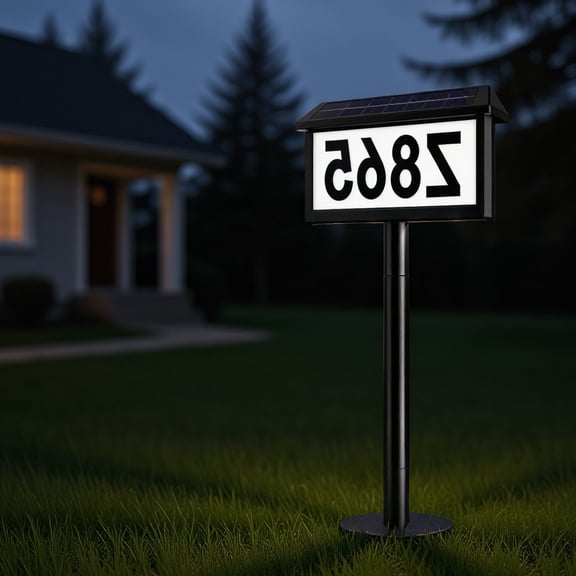 1-Pack Address Sign with LED Light, 3 Color Modes, IP65 Waterproof Outdoor House Number Plaque for Yard, Mailbox
