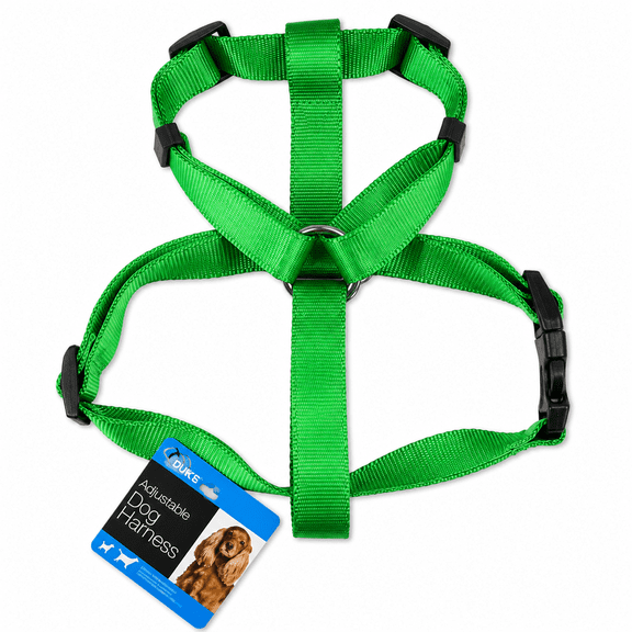 1 Pack Adjustable Nylon Dog Harness with Buckle Closure and Metal D-Ring, Comfortable Pet Walking Vest for Better Leash Control and Reduced Pulling During Outdoor Activities, Green