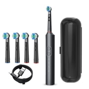 1-Pack Adult Rotating Electric Toothbrush | 3 Cleaning Modes, 4 DuPont Soft Brush Heads, 1 Travel Case | USB-C Rechargeable, IPX7 Waterproof Black