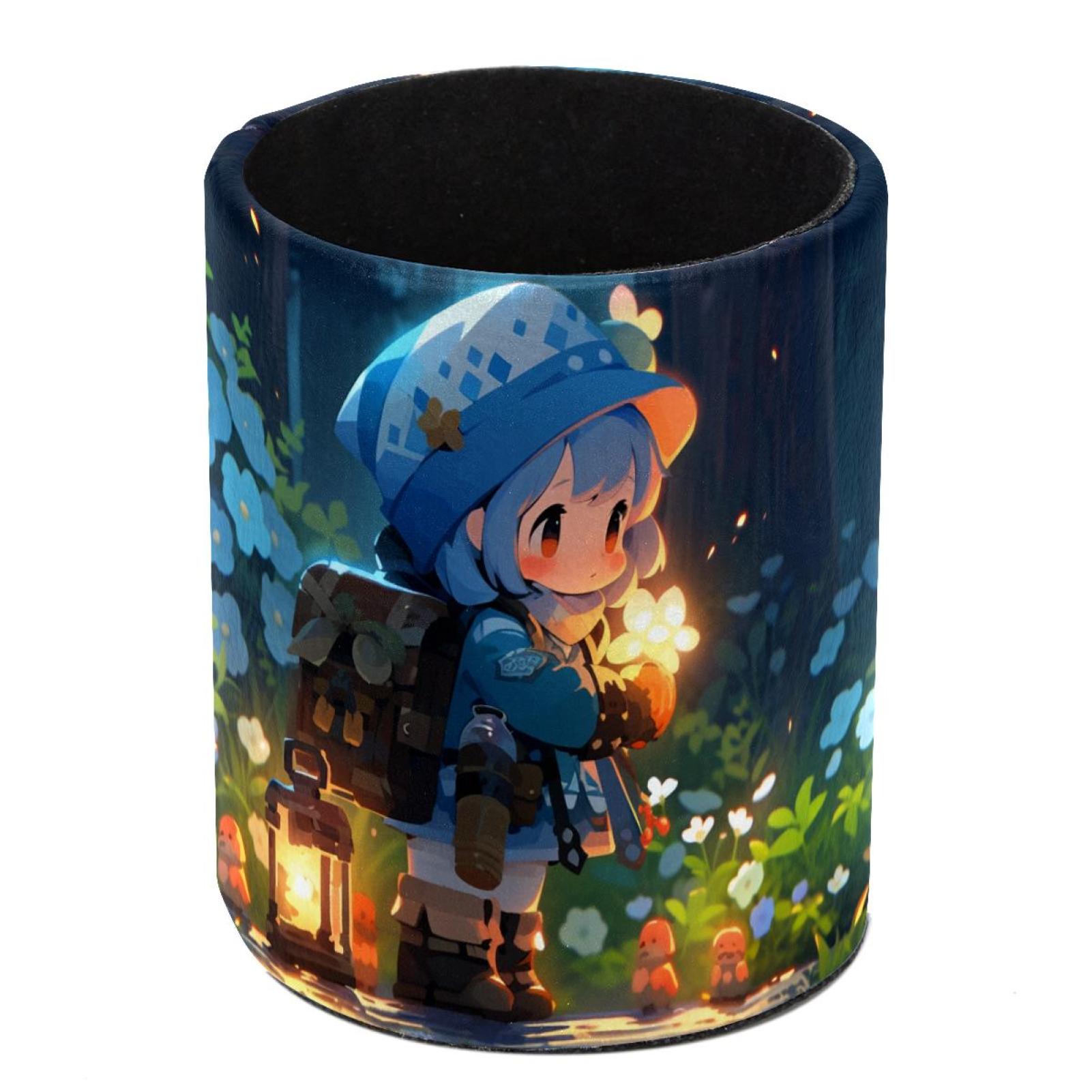 1 Pack Adventure Girl Circular Pen & Pencil Holder Durable PU Leather