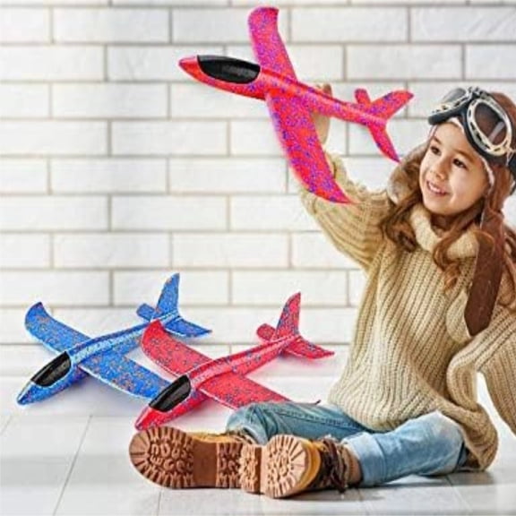 1 Pack Airplane Toys, 19" Large Throwing Foam Plane, Flight Mode Glider, Flying Toy for Kids, Birthday Gifts for 3-12 Year Old Boys Girls, Outdoor Sport Toys Party Favors