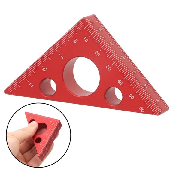 1 Pack Aluminum Layout Thickened Triangle Ruler 45 90 Degree, High Precision Measuring Ruler, Height Measuring Tool for Table Saw, Router Table, Metric and Imperial, B