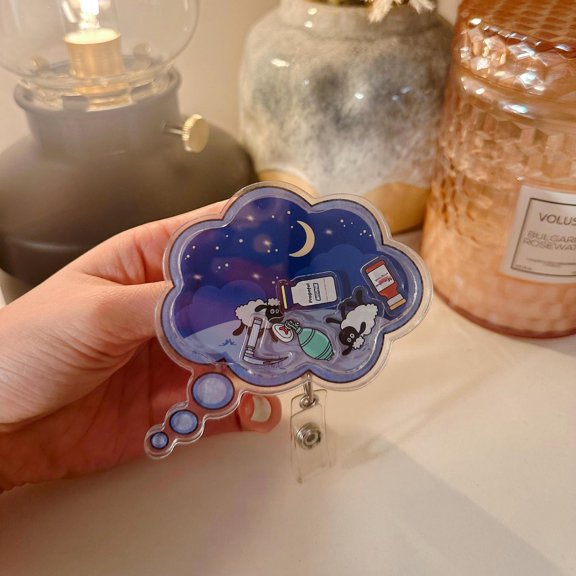 1 Pack Anesthesia Counting Sheep Shaker Badge Reel | Retractable ID Badge Holder for Anesthesiologists, CRNA, & Nurses