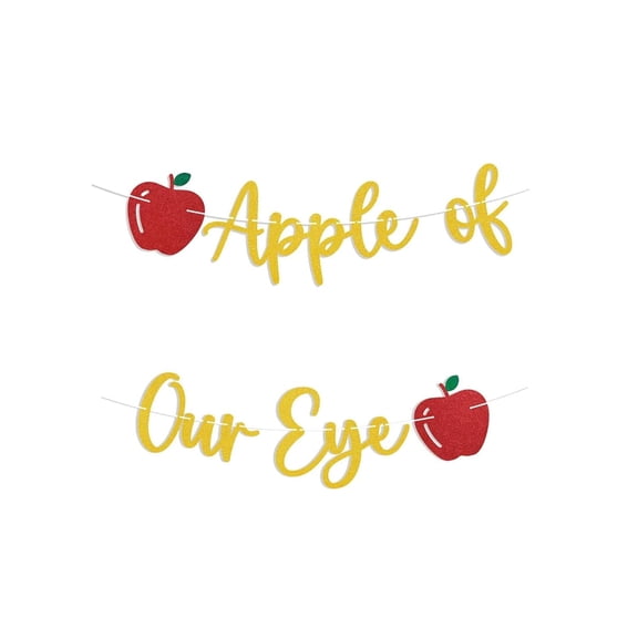 1 Pack Apple Of Our Eye Banner, Fruit Theme Baby Shower Decorations, Apple Birthday Party Decorations For Baby 1st Birthday And Baby Shower