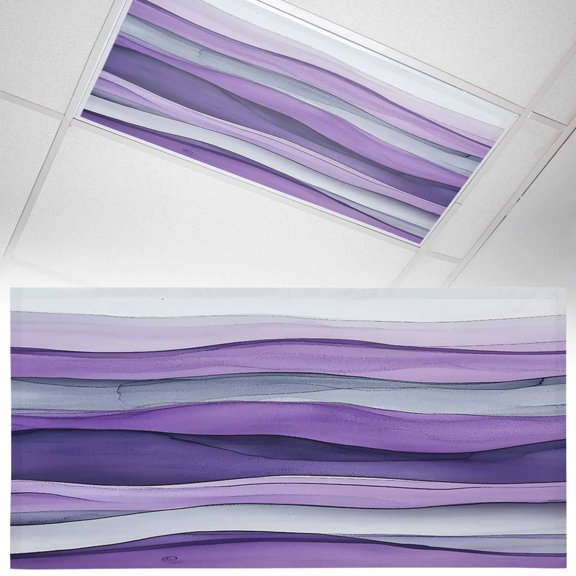 1 Pack Art Purple Wave Fluorescent Light Covers for Ceiling Lights Watercolor Abstract Magnetic Ceiling Light Covers Overhead Light Filters for Office Classroom Home
