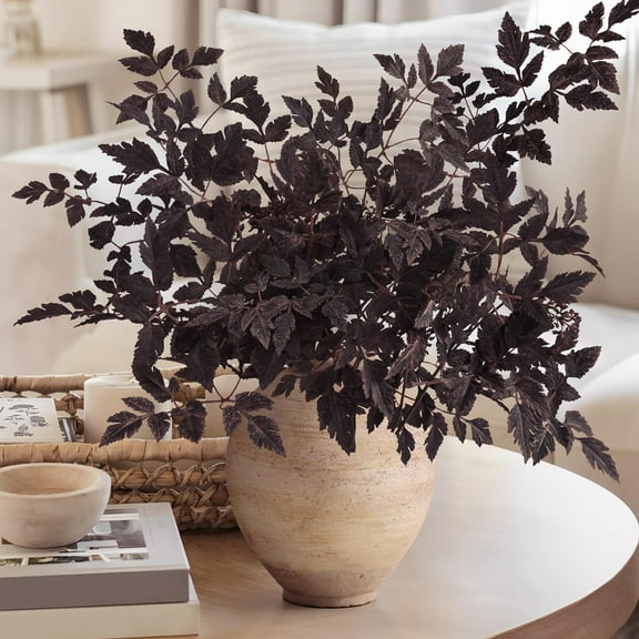 1 Pack Artificial Cimicifuga Leaf Spray - Plum Ramosa Leaf Branch Stems for Home Vase Table Wedding Farmhouse Mantel Harvest Decor