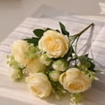 thumbnail image 1 of 1 Pack Artificial Flowers,12 Inch Wedding Bouquets for Bride Bridesmaid Artificial Rose Bouquet Fake Silk Roses Flowers Bunches Bulk for Home Office Garden Parties(Light Yellow), 1 of 5