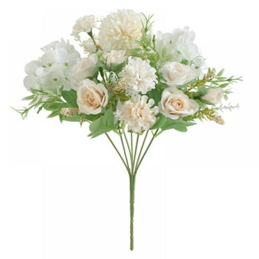 1 Pack Artificial Flowers, Fake Faux Peony Silk Hydrangea Plastic Carnations Daisy Realistic Flower Arrangements for Wedding Decoration Table Centerpieces, for Home Office Party Decor