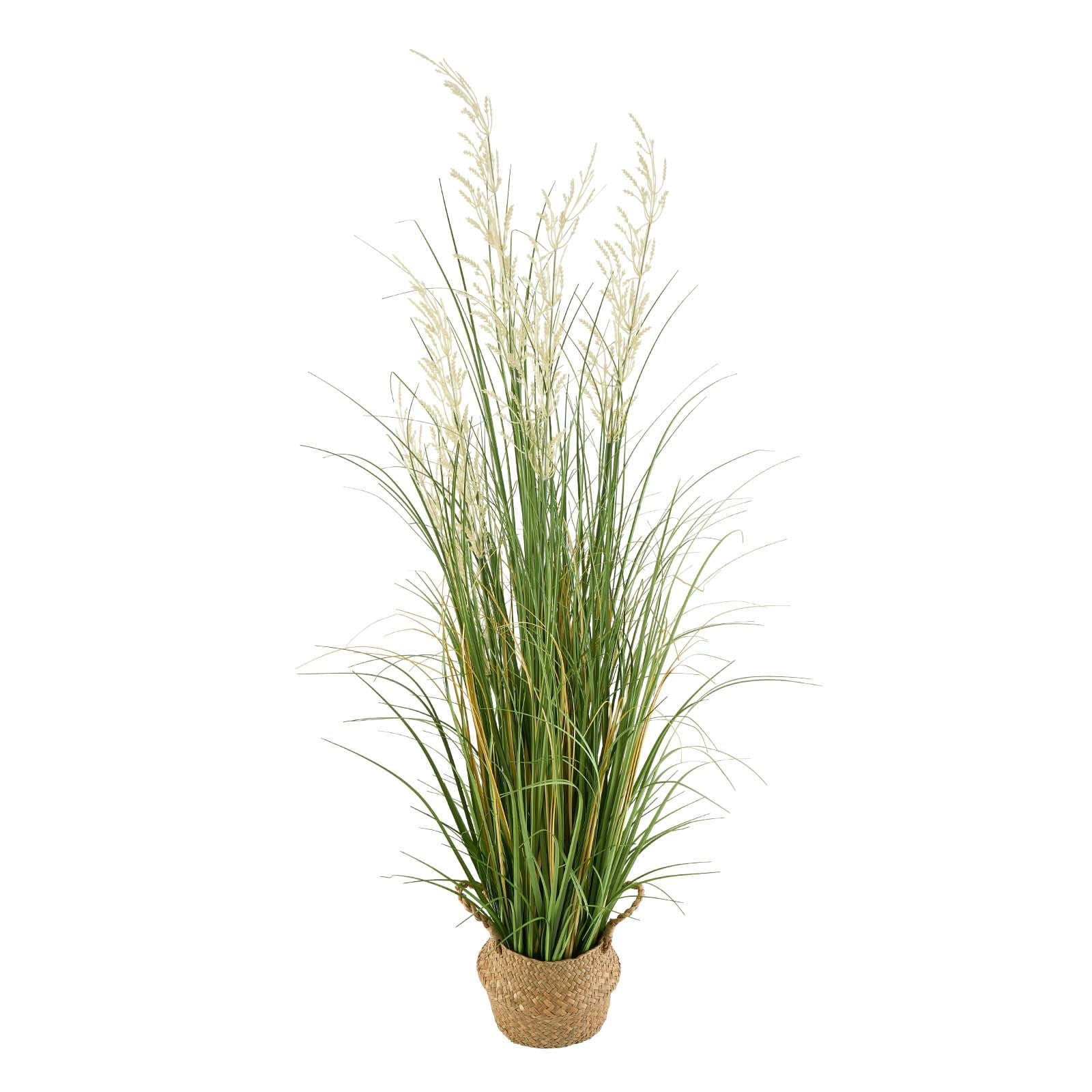 1-Pack Artificial Reed Flowers with Basket, 4 ft Tall, PVC Leaves, Lifelike Design, No Assembly Required, for Home, Garden, Patio, Hotel & Office Decor
