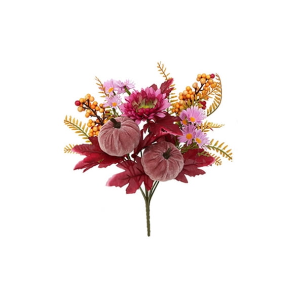 1 Pack Artificial White Pumpkin Picks for Halloween Decor, Realistic Berry Maple Faux Stems Artificial Flowers for Indoor Outdoor Halloween Decorations