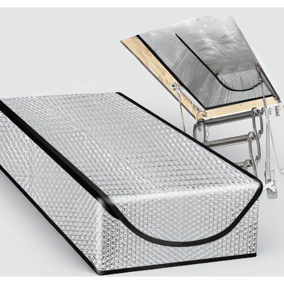 1 Pack Attic Stairway Insulation Cover with Zipper, Foil Bubble Insulation, Fits Openings up to 25 in x 54 in x 11 in
