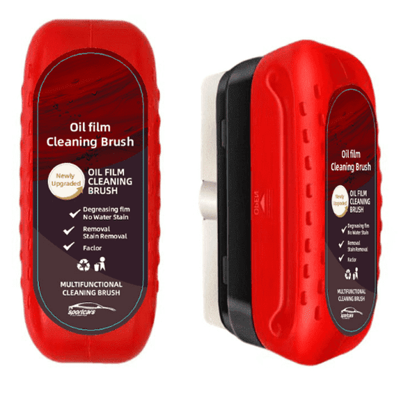 1-Pack Automotive Oil Film Cleaning Brush – Car Clear Vision Glass Cleaner for Car Windows– Car Windshield Cleaner for Cleaning Brush,Light Red