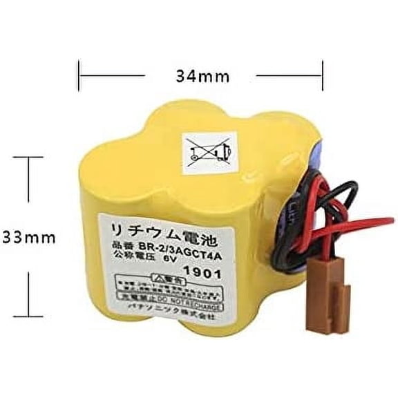 1-Pack BR-2/3AGCT4A 6V 4400mAh Replacement Battery for FANUC Controls A98L-0031-0025 CNC System
