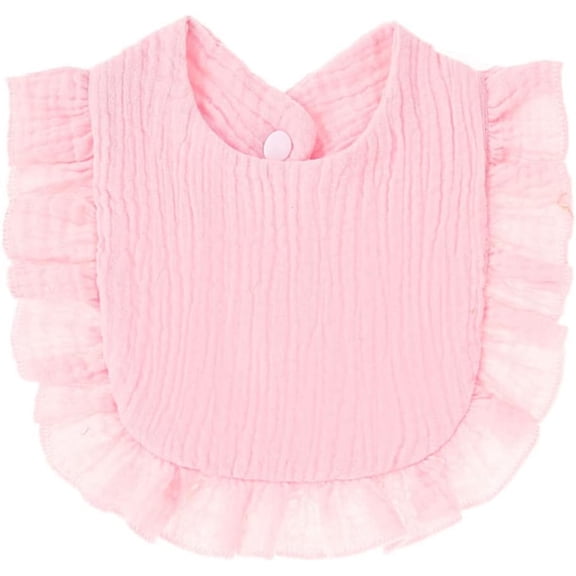 1 Pack Baby Bibs 4-Layer Soft Absorbent Lace Feeding Bibs for Teething Drooling Baptism Washable Outfits for Unisex