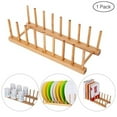 thumbnail image 1 of 1 Pack Bamboo Wooden Dish Rack - Plate Rack Stand Pot Lid Holder, Kitchen Cabinet Organizer for Bowl, Cup, Cutting Board and More, 1 of 7