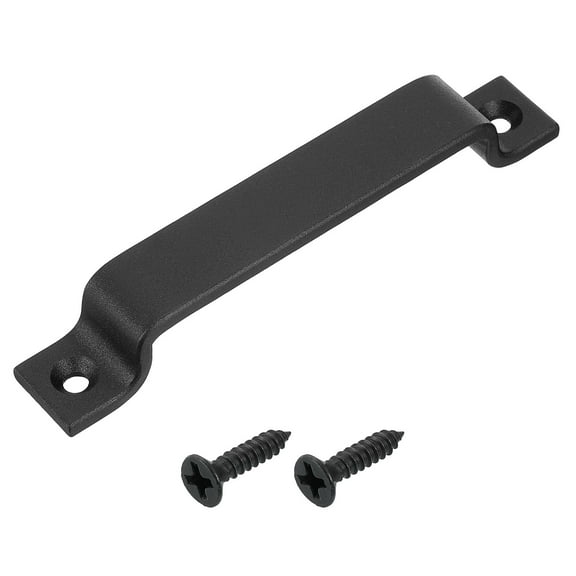 1 Pack Barn Door Handle, 6.5 Inch Gate Handle, Pull Handle with Screws, Black