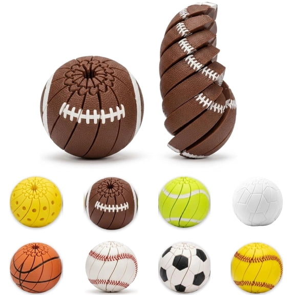 1 Pack Baseball 3D Printed Fidget Ball, Spiral Twist & Turn Toy, Stress Relief Handheld Accessory for Daily Focus(Football)