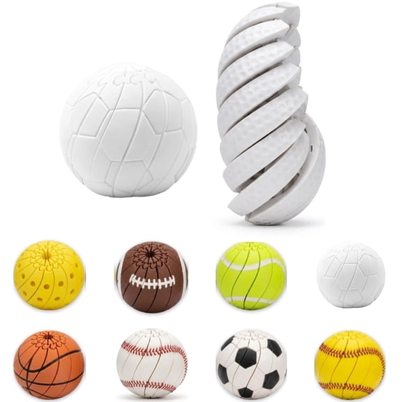 1 Pack Baseball 3D Printed Fidget Ball, Twist & Transform Stress Relief Toy, Portable Desk Accessory for Focus & Calm(Table Tennis)