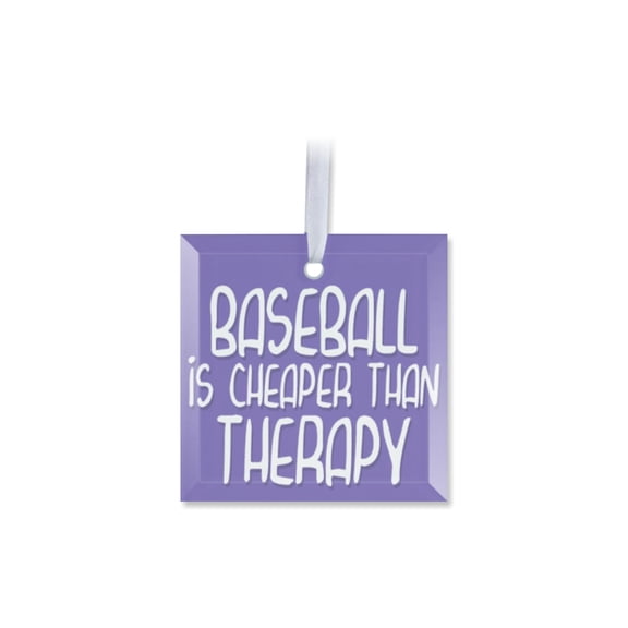 1 Pack - Baseball Therapy Fanatic's Tempered Glass Christmas Ornament - 3 Inch Square