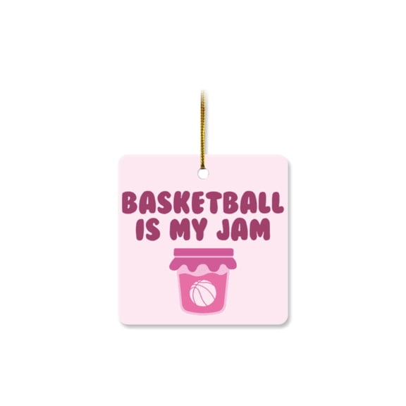 1 Pack - Basketball Is My Jam Fanatic's Classic Ceramic Christmas Ornament - 2.85 Inch Square