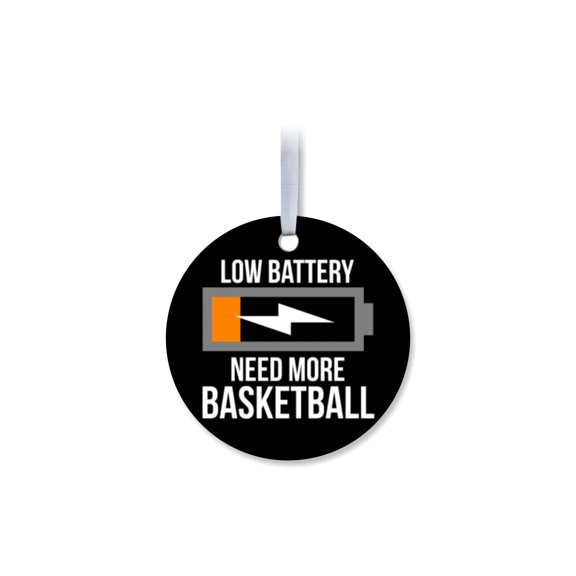 1 Pack - Basketball Low Battery Fanatic's Aluminum Christmas Ornament - 3 Inch Round