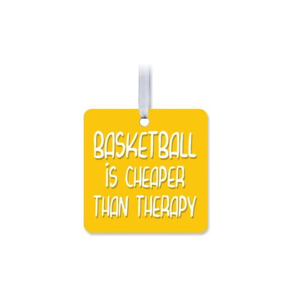 1 Pack - Basketball Therapy Days Fanatic's Aluminum Christmas Ornament - 3 Inch Square