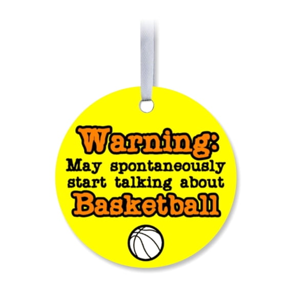 1 Pack - Basketball Warning Fanatic's Aluminum Christmas Ornament - 3 Inch Round
