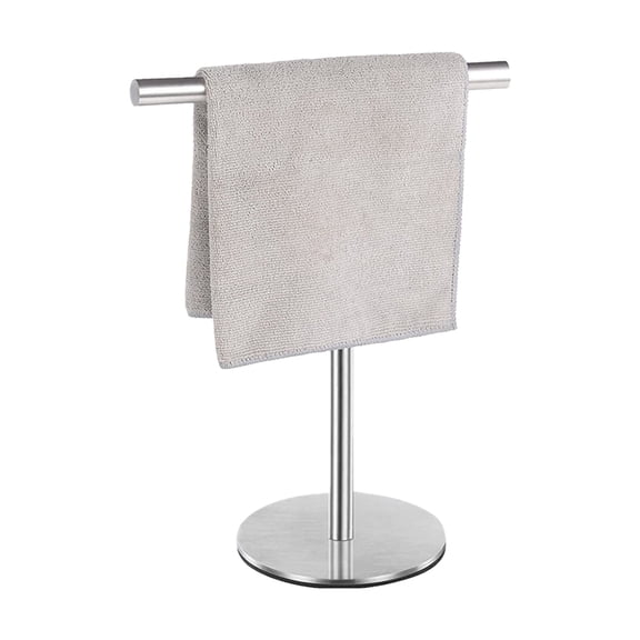 1 Pack Bath Hand Towel Holder Standing, T-Shape Towel Bar Rack Stand, Stainless Steel Brushed Nickel T-Shape Towel Bar Rack Stand with Heavy Base for Bathroom Kitchen Vanity Countertop