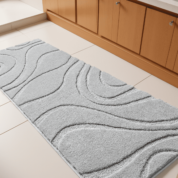 1 Pack Bath Rug Runner 24x60 Inch, Light Non-Slip Machine Washable Microfiber Bathroom Mat, Quick Dry Absorbent