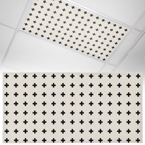 1 Pack Beige Checkered Fluorescent Light Covers for Ceiling Lights Country Abstract Geometric Diagonal Plaid Magnetic Ceiling Light Covers Overhead Light Filters for Office Classroom Home
