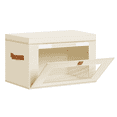 thumbnail image 1 of 1 Pack Beige Closet Storage Bins with Lids Front Opening Storage Bin Collapsible Fabric Organizer with Clear Window Dual Handles Closet Clothes Blanket Book Storage Box for Home DIMJ, 1 of 8