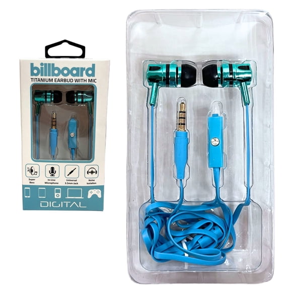 1 Pack Titanium Wired Earbuds with Built-In Microphone, Stereo In-Ear Headphones for Music, Calls, Travel, Gaming & Everyday Listening Use, Black Blue